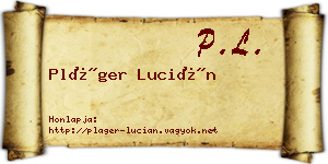 Pláger Lucián névjegykártya